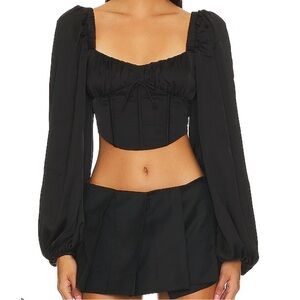 For Love & Lemons Kat Black Top